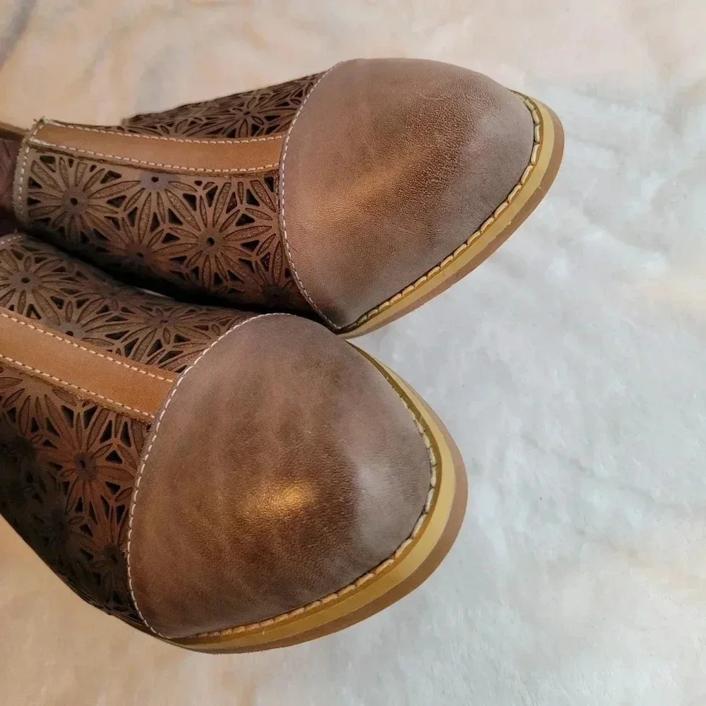 L'ARTISTE BY SPRING STEP Pauletta grey leather ankle BOHO Artsy shoes Sz 10 - Picture 11 of 12